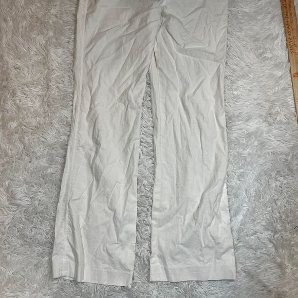 White linen Gianni Bini straight-leg flare  pants‎ size 8 - Picture 5 of 8